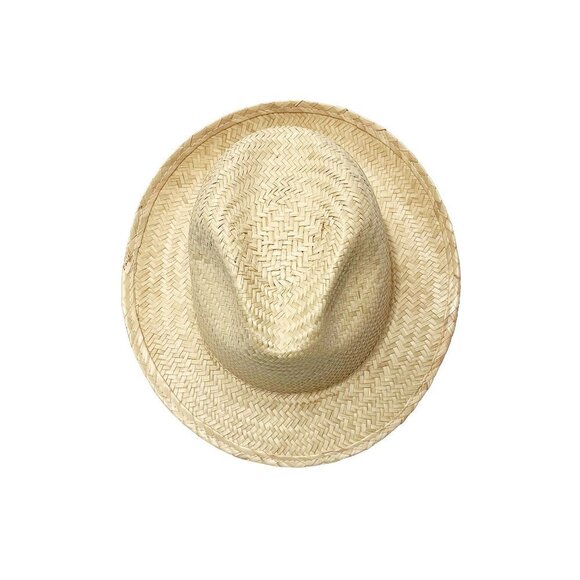 NATURAL Woven Palm Straw Fedora Hat - Picture 4 of 6